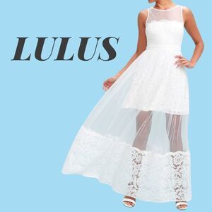 NWT LULUS Dorit White Lace Maxi Dress S